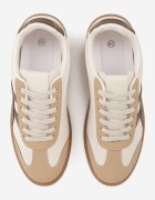 jumelle Sneakers Bej-Maro pe Talpă de Cauciuc cu Model Geometric Sewtila