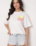 jumelle T-shirt Alb din bumbac Decorat cu imprimeu Odalva