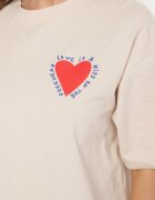 jumelle T-shirt Bej de bumbac cu motiv inimă Liorlie