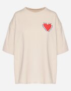 jumelle T-shirt Bej de bumbac cu motiv inimă Liorlie