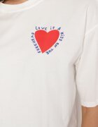 jumelle Tricou Bej deschis de Bumbac cu Motiv Inimă Liorlie