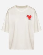 jumelle Tricou Bej deschis de Bumbac cu Motiv Inimă Liorlie