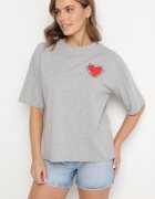 jumelle Tricou Gri De Bumbac cu motiv inimă Liorlie