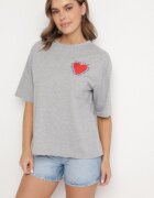 jumelle Tricou Gri De Bumbac cu motiv inimă Liorlie