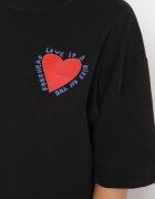 jumelle Tricou Negru din Bumbac cu Motiv Inimă Liorlie