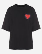 jumelle Tricou Negru din Bumbac cu Motiv Inimă Liorlie