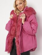 jus de pom Geacă Roz Parka Oversize cu blană Mitto