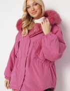 jus de pom Geacă Roz Parka Oversize cu blană Mitto