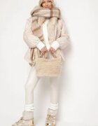 jus de pom Jachetă Parka Bejă Oversize cu Blană Mitto