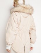 jus de pom Jachetă Parka Bejă Oversize cu Blană Mitto