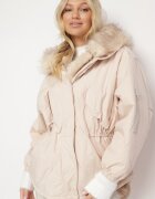 jus de pom Jachetă Parka Bejă Oversize cu Blană Mitto