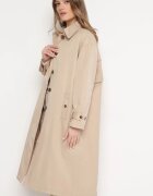 jus de pom Palton Trenci Bej Oversize cu Nasturi Kalei