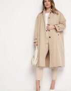 jus de pom Palton Trenci Bej Oversize cu Nasturi Kalei