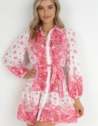 jusdepom Rochie Cămașă Fucsia cu Nasturi și Elastic în Talie Melija