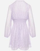 jusdepom Rochie Mov de Cocktail cu elastic în talie și model geometric pe plasă Actipisa