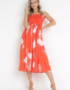 jus de pom Rochie Portocalie Midi cu bretele Florală Godeberta