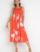 jus de pom Rochie Portocalie Midi cu bretele Florală Godeberta