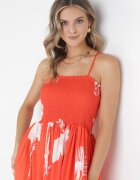 jus de pom Rochie Portocalie Midi cu bretele Florală Godeberta