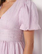 jusdepom Rochie Roz Evazată din Bumbac cu Mâneci Bufante cu Fermoar Galfea