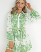 jusdepom Rochie tip cămașă verde deschis cu nasturi și elastic în talie Melija