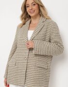 jusdepom Sacou Gri-bej de Tweed Retro cu un singur rând de nasturi Asaretta