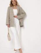 jusdepom Sacou Gri-bej de Tweed Retro cu un singur rând de nasturi Asaretta