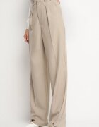 jusdepom Pantaloni bej de costum cu talie înaltă Annellis