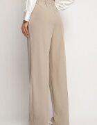 jusdepom Pantaloni bej de costum cu talie înaltă Annellis