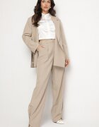 jusdepom Pantaloni bej de costum cu talie înaltă Annellis