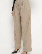 jusdepom Pantaloni Bej Largi De Costum Talie Înaltă Nalinas