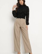 jusdepom Pantaloni Bej Largi De Costum Talie Înaltă Nalinas