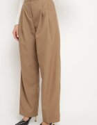 jusdepom Pantaloni de costum Bej închis Largi High Waist Nalinas