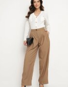 jusdepom Pantaloni de costum Bej închis Largi High Waist Nalinas