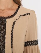 jusdepom Rochie Bej Evazată Maxi Decorată cu dantelă cu manșete Nimaga