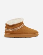 kafeini Cizme de zăpadă slip-on Maro din imitație de piele întoarsă decorate cu broderie și blană Zetesse