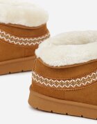 kafeini Cizme de zăpadă slip-on Maro din imitație de piele întoarsă decorate cu broderie și blană Zetesse