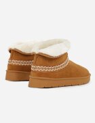 kafeini Cizme de zăpadă slip-on Maro din imitație de piele întoarsă decorate cu broderie și blană Zetesse