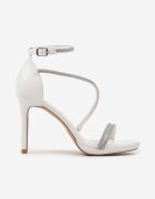 kafeini Sandale Albe Stiletto cu Barete cu Zirconii Marinea