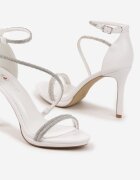 kafeini Sandale Albe Stiletto cu Barete cu Zirconii Marinea