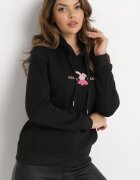 kamaella Bluză Căptușită Neagră tip cangur cu glugă și aplicație de pluș Dysineia
