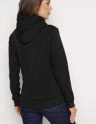 kamaella Bluză Neagră Clasică din Fleece și Glugă Tip Pulover și Decorată cu Imprimeu Lettora
