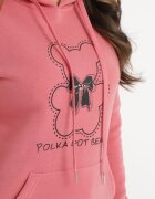 kamaella Hanorac clasic roz cu fleece model pulover decorat cu imprimeu Lettora