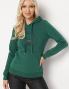 kamaella Hanorac clasic verde cu polar tip pulover și decorat cu imprimeu Lettora