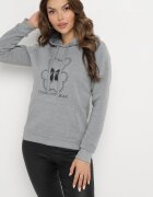 kamaella Hanorac Clasică Gri cu Fleece și Decorată cu Imprimeu Lettora