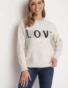 kamaella Pulover Clasic Bej deschis cu Scris și Elastic Haccate