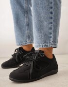 kang you Sneakerși Negri Decorați cu cusături și șireturi duble Coraera