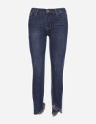 kiss pink Blugi bleumarin Skinny Decorați cu blăniță și perle Onuset