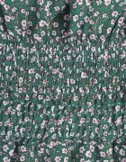  Komplet Verde două piese floral Top cu decolteu spaniol și Fustă cu volane Fritia