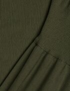  Komplet Verde Tricotat cu Vâscoză Bluză tip golf cu elastic și Pantaloni largi Noridra