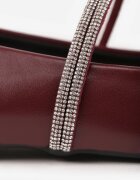 l.day Balerini Bordeaux tip slip-on cu baretă decorativă cu zirconii Rola